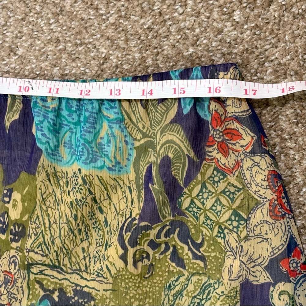 Coldwater Creek Blue, Green, and Teal Bohemian Print Tiered Maxi Skirt Sz Large - Picture 7 of 8